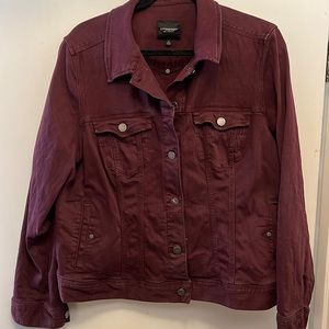 Deep burgundy/deep purple stretchy denim jacket.  Liverpool brand.